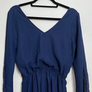 Vintage Navy Long Sleeve Short Romper,  Size S